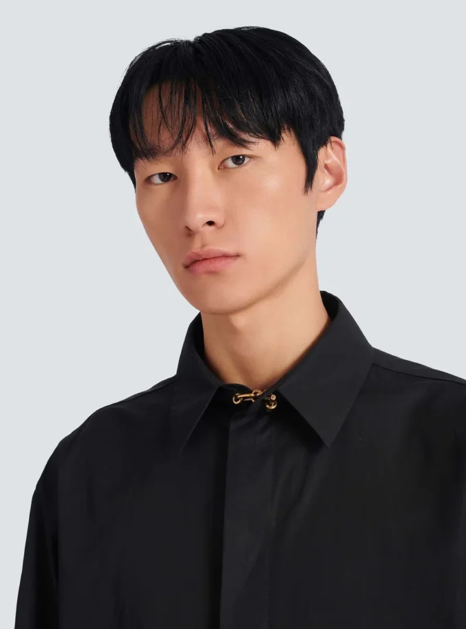 Asymmetric poplin shirt