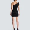 Asymmetrical dress in shiny rolled knit
