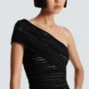 Asymmetrical dress in shiny rolled knit
