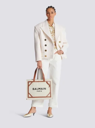 B-Army 42 canvas tote bag with leather details