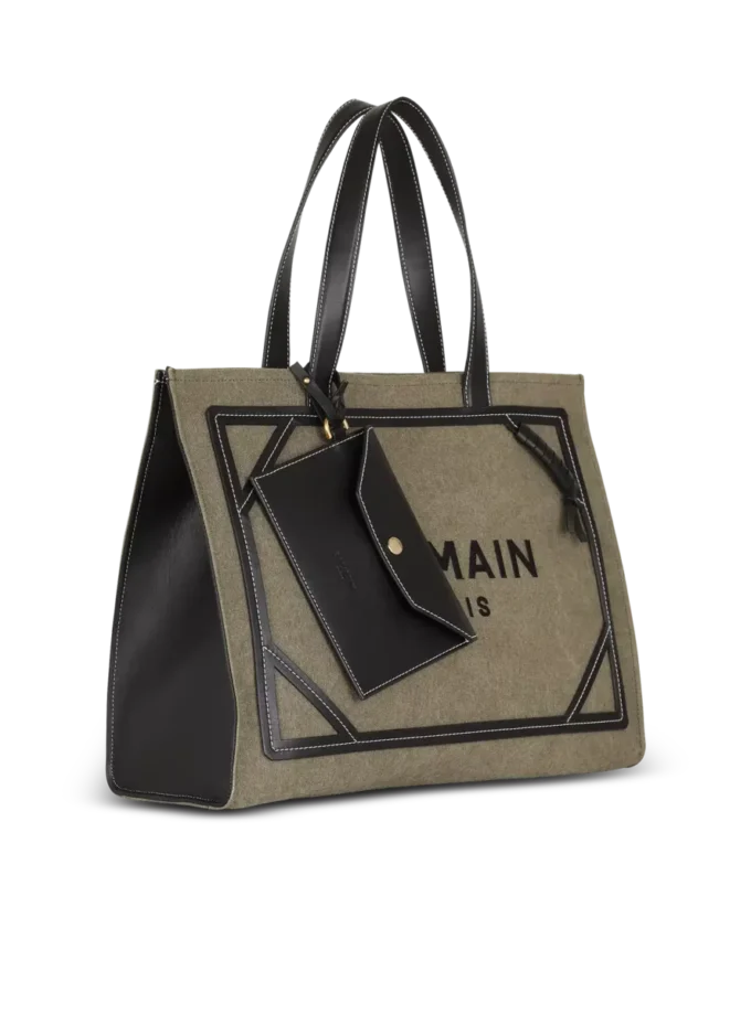 B-Army 42 canvas tote bag with leather details