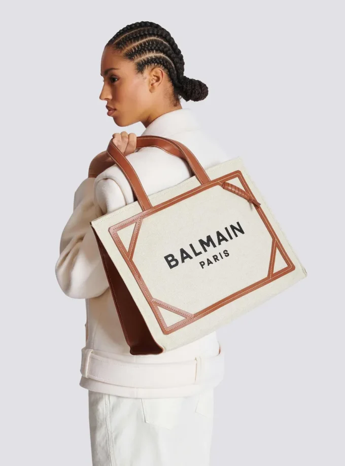 B-Army 42 canvas tote bag with leather details