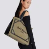 B-Army 42 canvas tote bag with leather details