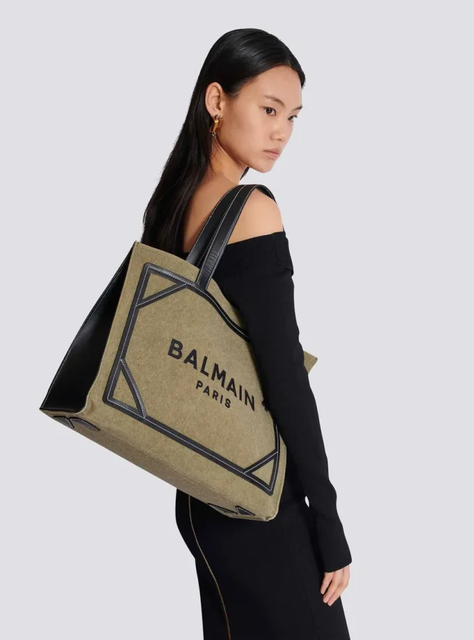 B-Army 42 canvas tote bag with leather details