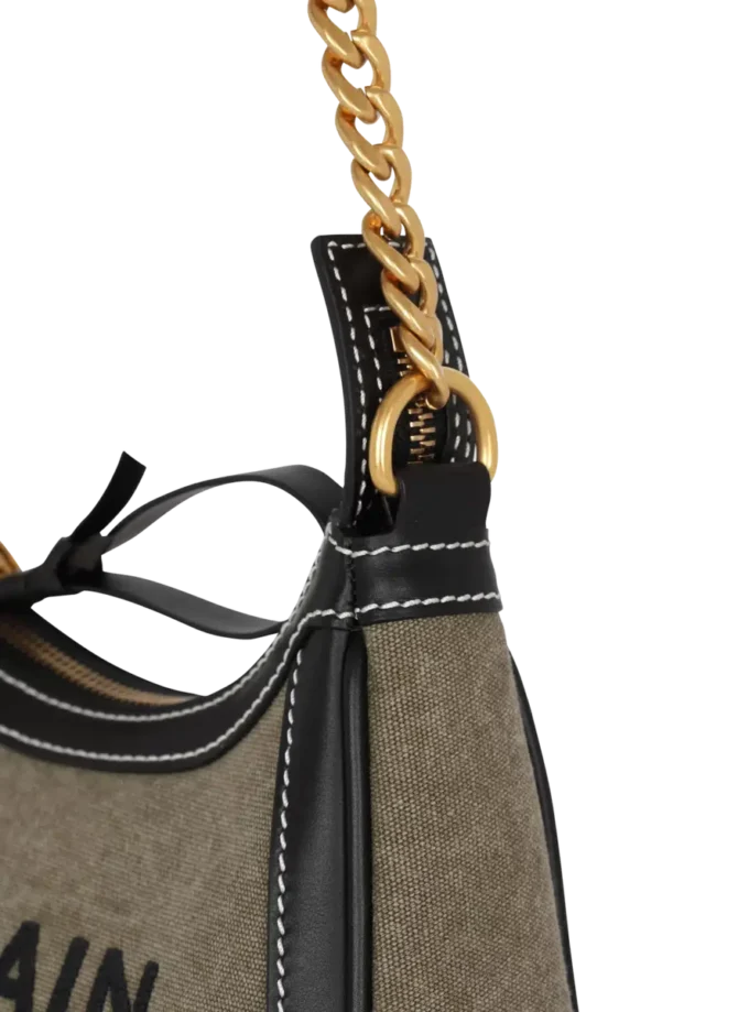 B-Army canvas bag with leather inserts