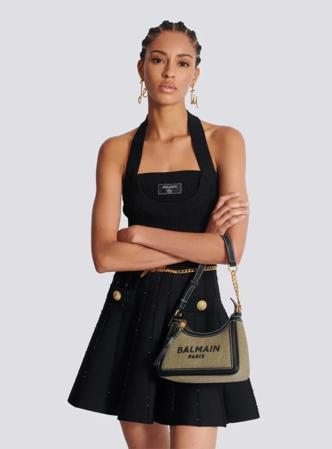 B-Army canvas bag with leather inserts