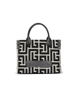 B-Army monogrammed jacquard and leather tote bag