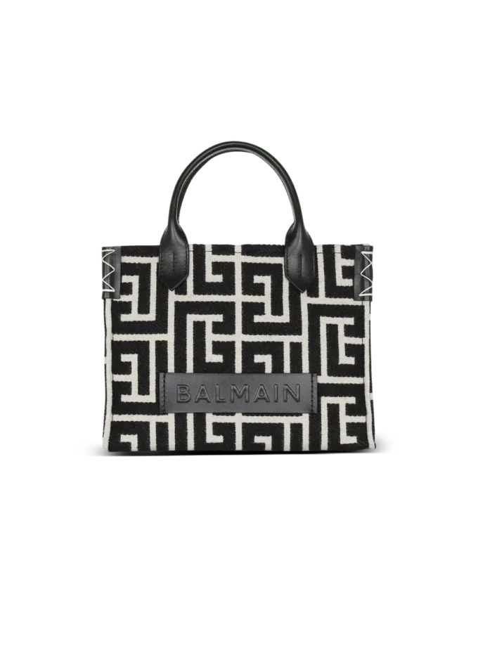 B-Army monogrammed jacquard and leather tote bag