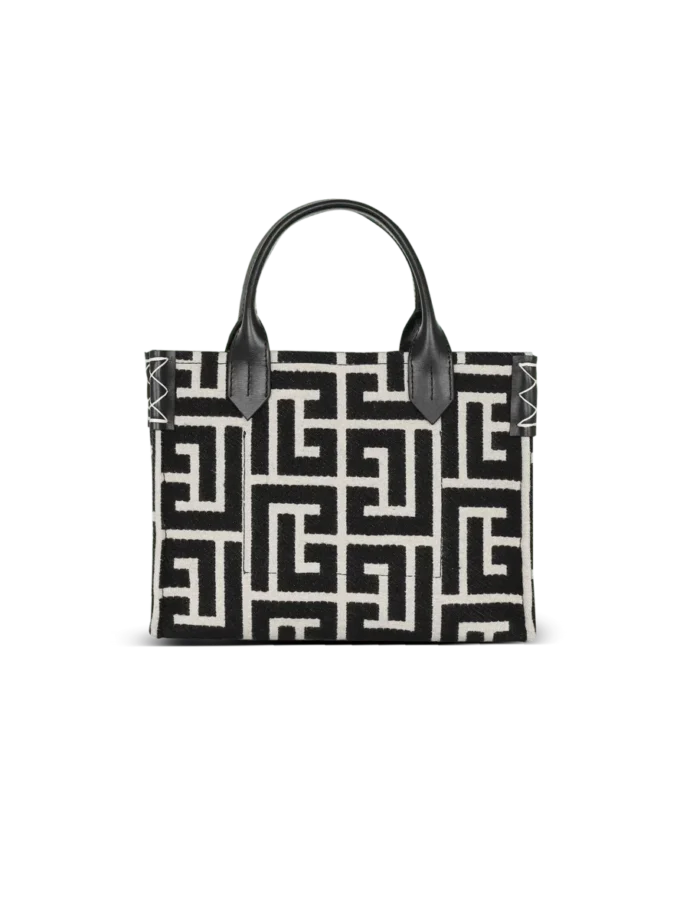 B-Army monogrammed jacquard and leather tote bag