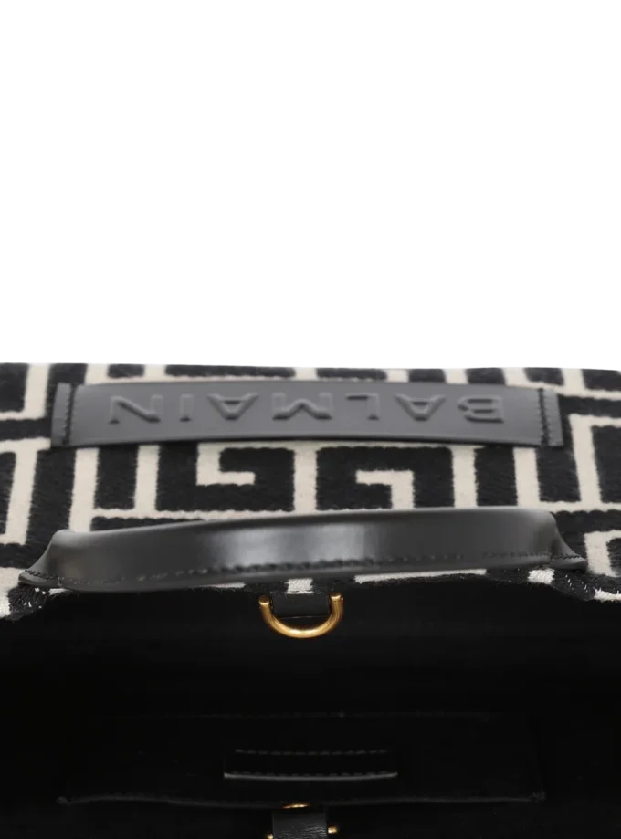 B-Army monogrammed jacquard and leather tote bag