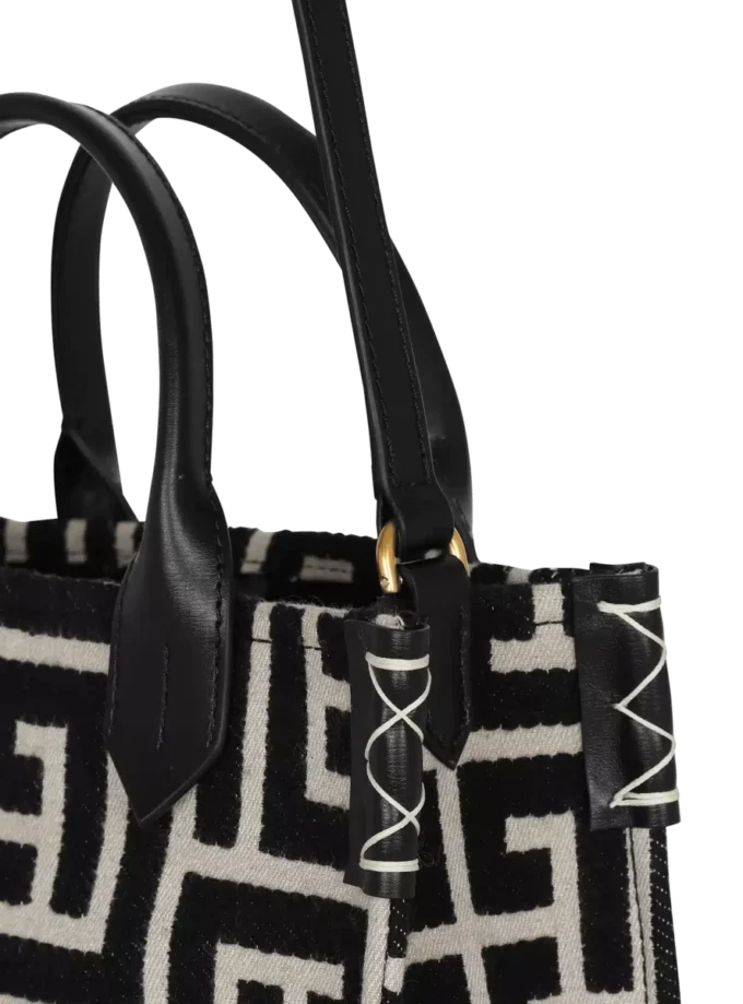 B-Army monogrammed jacquard and leather tote bag