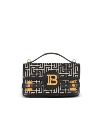B-Buzz Shoulder 24 bag in calfskin and PB jacquard canvas