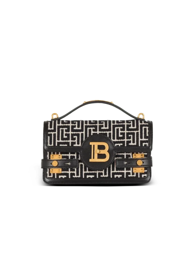 B-Buzz Shoulder 24 bag in calfskin and PB jacquard canvas