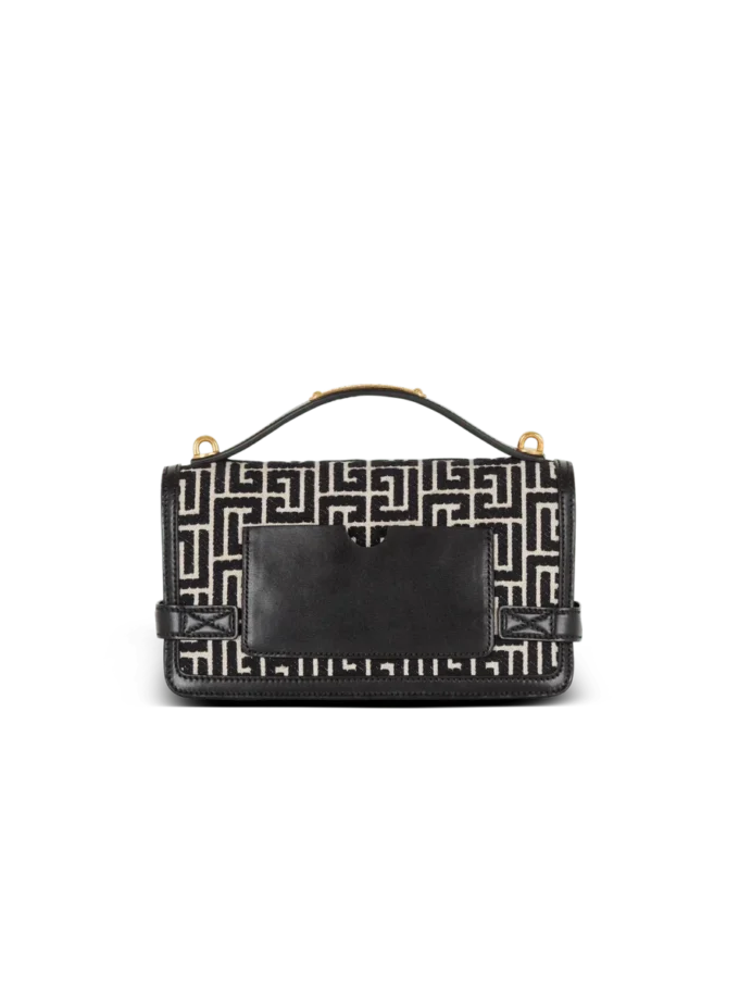 B-Buzz Shoulder 24 bag in calfskin and PB jacquard canvas