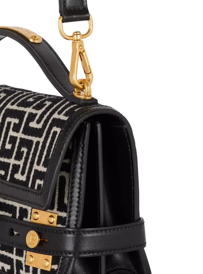 B-Buzz Shoulder 24 bag in calfskin and PB jacquard canvas