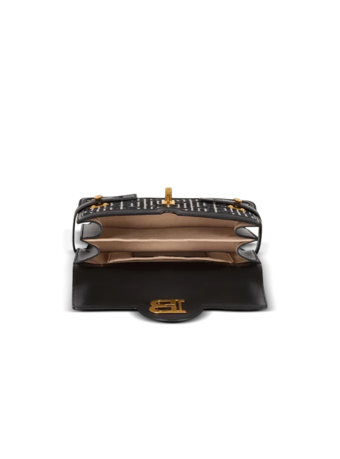 B-Buzz Shoulder 24 bag in calfskin and PB jacquard canvas