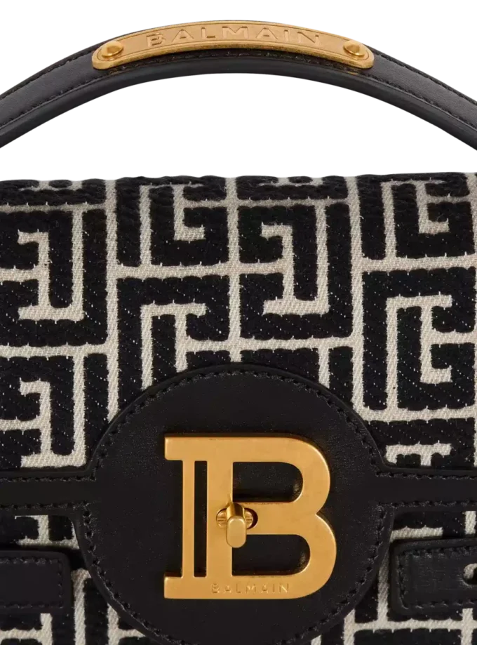 B-Buzz Shoulder 24 bag in calfskin and PB jacquard canvas