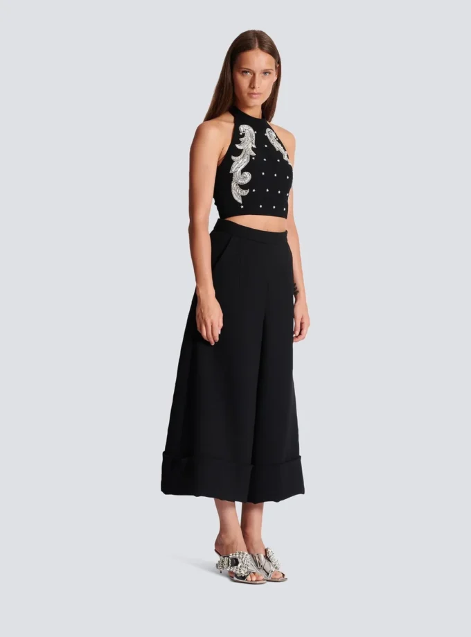 Backless Baroque embroidered top Backless Baroque embroidered top