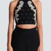Backless Baroque embroidered top Backless Baroque embroidered top
