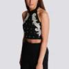 Backless Baroque embroidered top Backless Baroque embroidered top