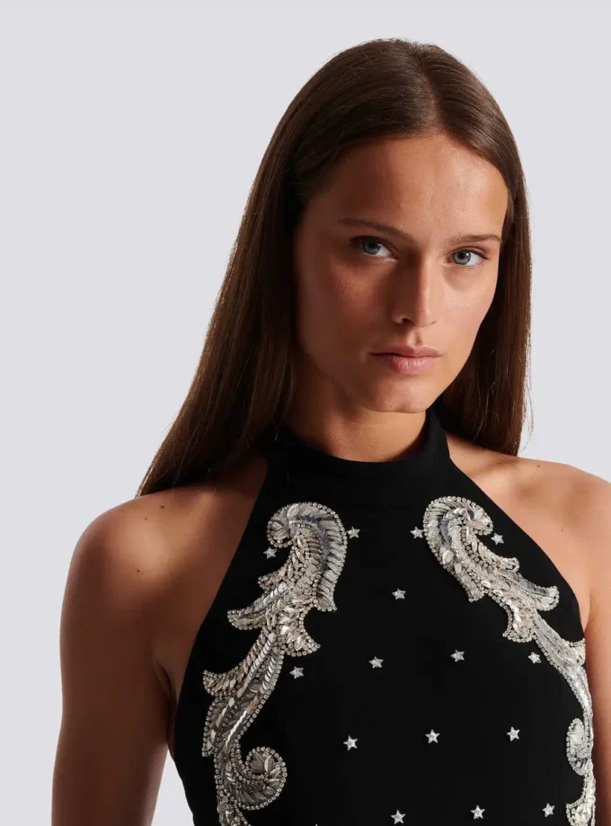 Backless Baroque embroidered top Backless Baroque embroidered top