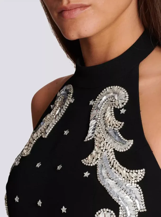 Backless Baroque embroidered top Backless Baroque embroidered top