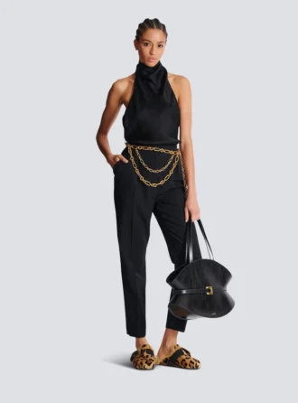 Backless crepe satin top