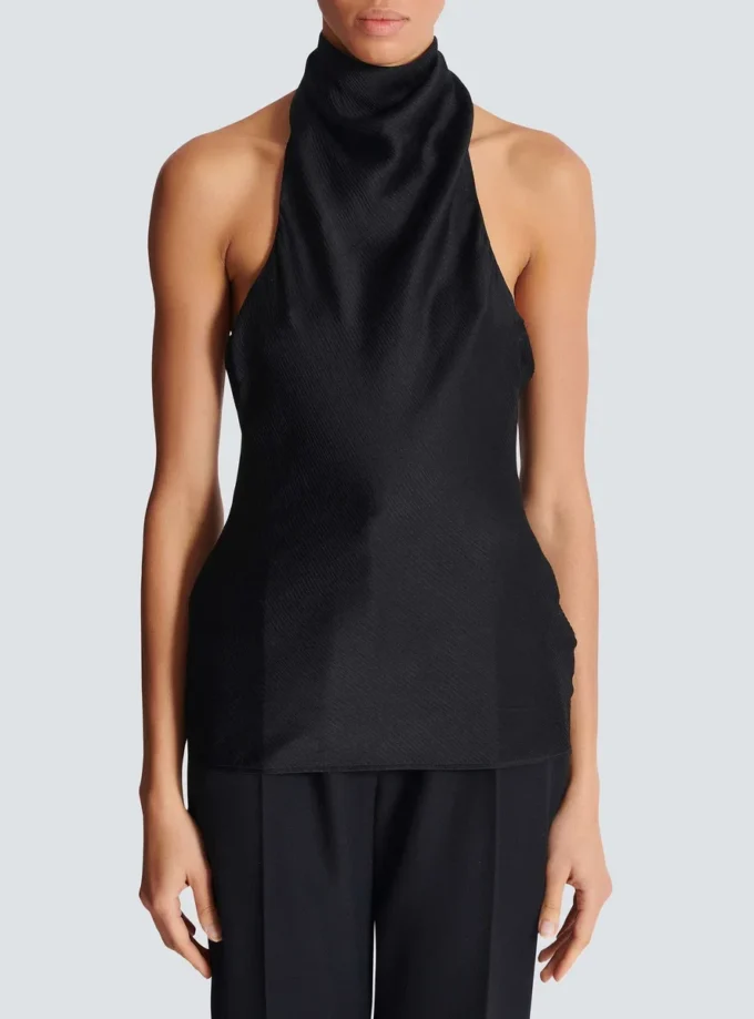 Backless crepe satin top Backless crepe satin top