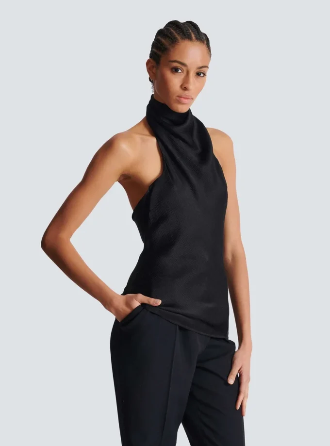 Backless crepe satin top Backless crepe satin top