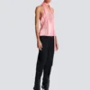 Backless fringed satin top Backless fringed satin top
