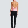 Backless fringed satin top Backless fringed satin top