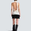 Backless fringed satin top Backless fringed satin top