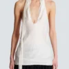 Backless fringed satin top Backless fringed satin top