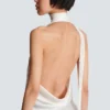 Backless fringed satin top Backless fringed satin top
