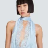 Backless fringed satin top Backless fringed satin top