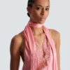 Backless fringed satin top Backless fringed satin top