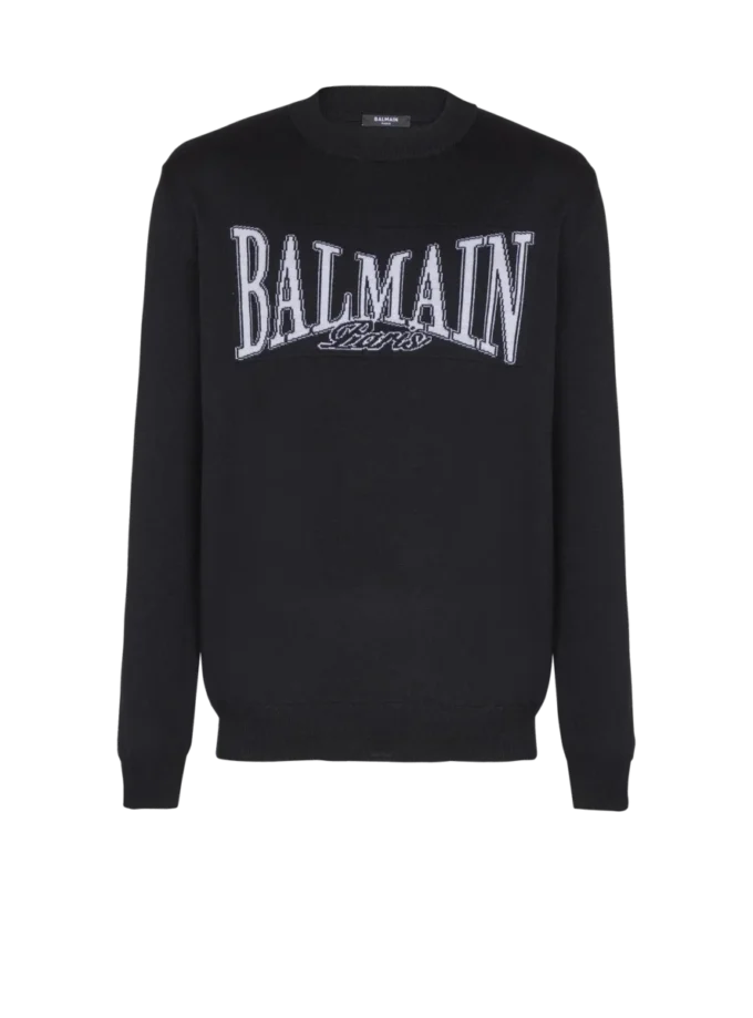 Balmain College jacquard knit jumper
