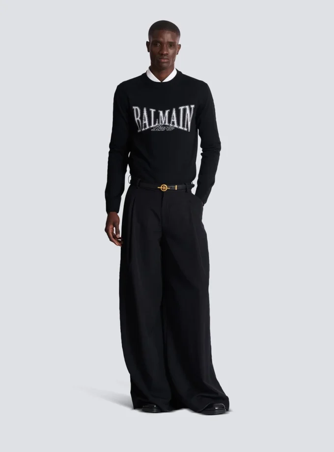 Balmain College jacquard knit jumper