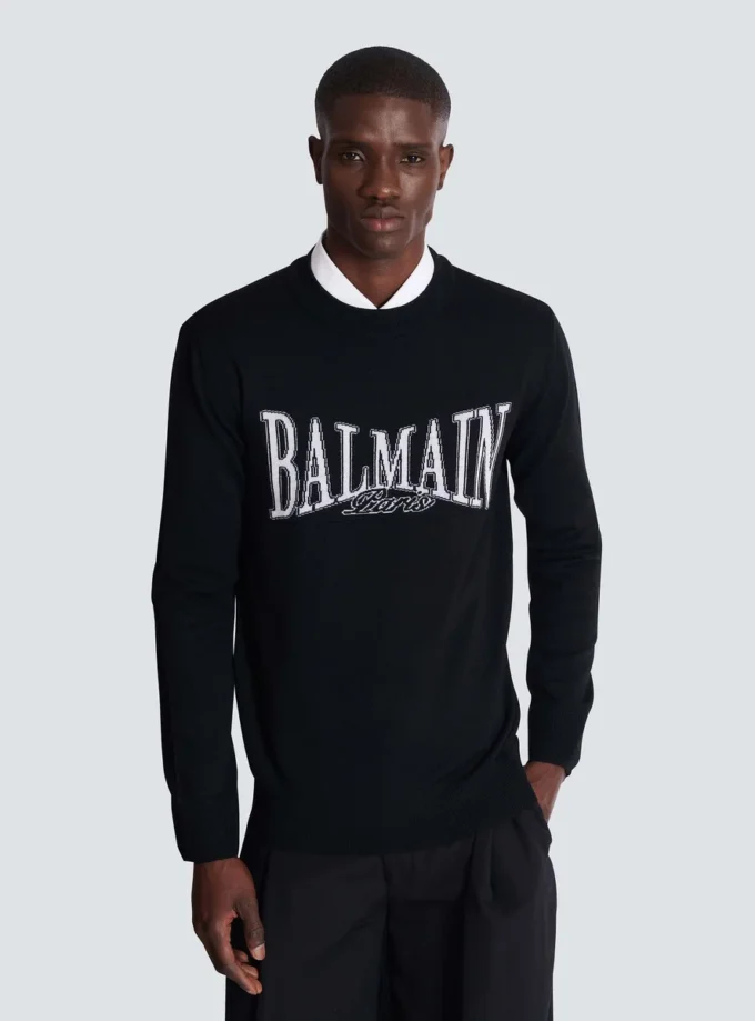 Balmain College jacquard knit jumper