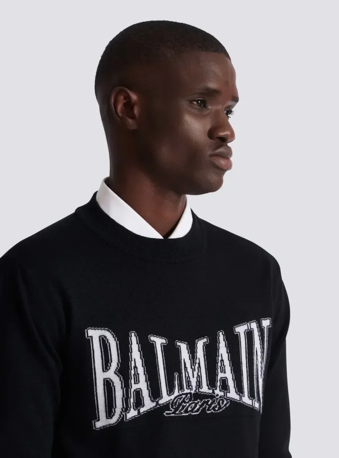 Balmain College jacquard knit jumper