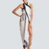 Balmain Couture printed two-tone beach wrap