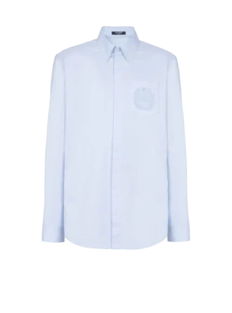 Balmain Écusson embroidered cotton shirt