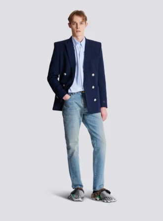 Balmain Écusson embroidered cotton shirt