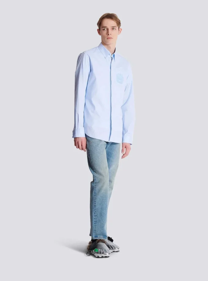 Balmain Écusson embroidered cotton shirt Balmain Écusson embroidered cotton shirt