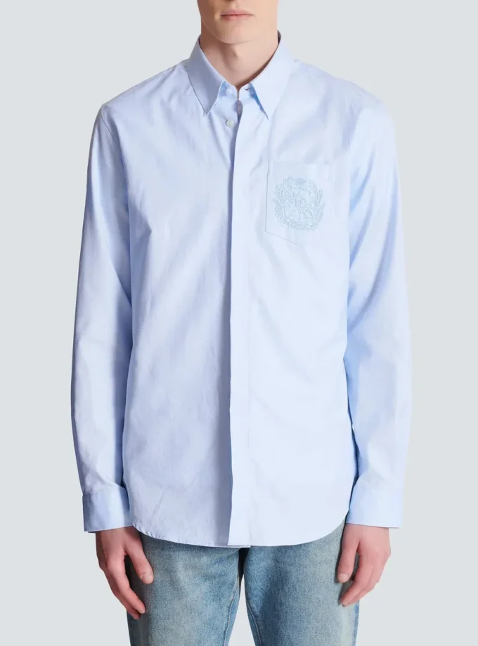 Balmain Écusson embroidered cotton shirt Balmain Écusson embroidered cotton shirt