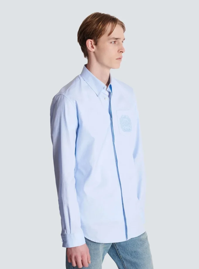 Balmain Écusson embroidered cotton shirt Balmain Écusson embroidered cotton shirt