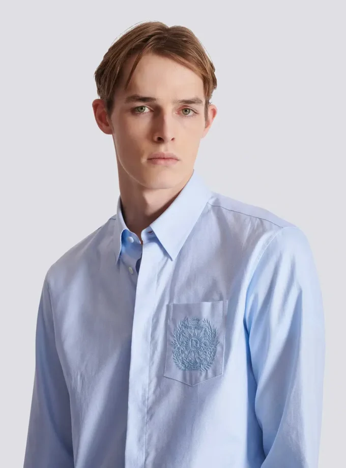 Balmain Écusson embroidered cotton shirt Balmain Écusson embroidered cotton shirt