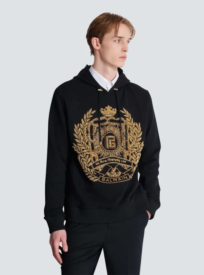 Balmain Écusson embroidered hoodie Balmain Écusson embroidered hoodie