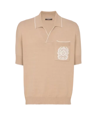 Balmain Écusson embroidered knit polo shirt