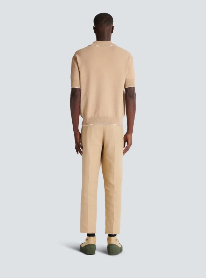 Balmain Écusson embroidered knit polo shirt Balmain Écusson embroidered knit polo shirt